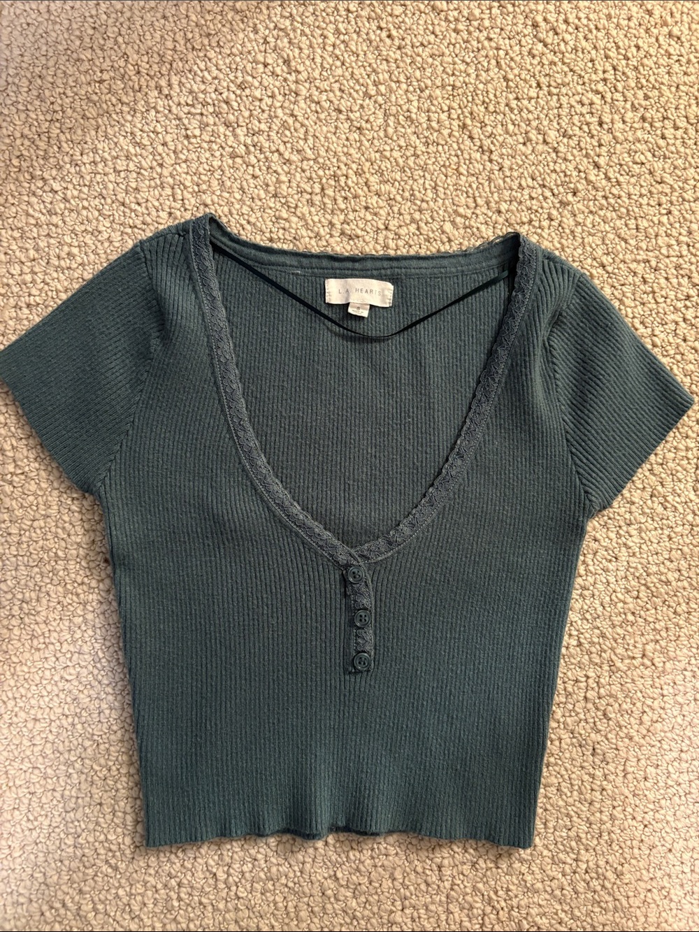 Pacsun Teal Ribbed Button-Up Top